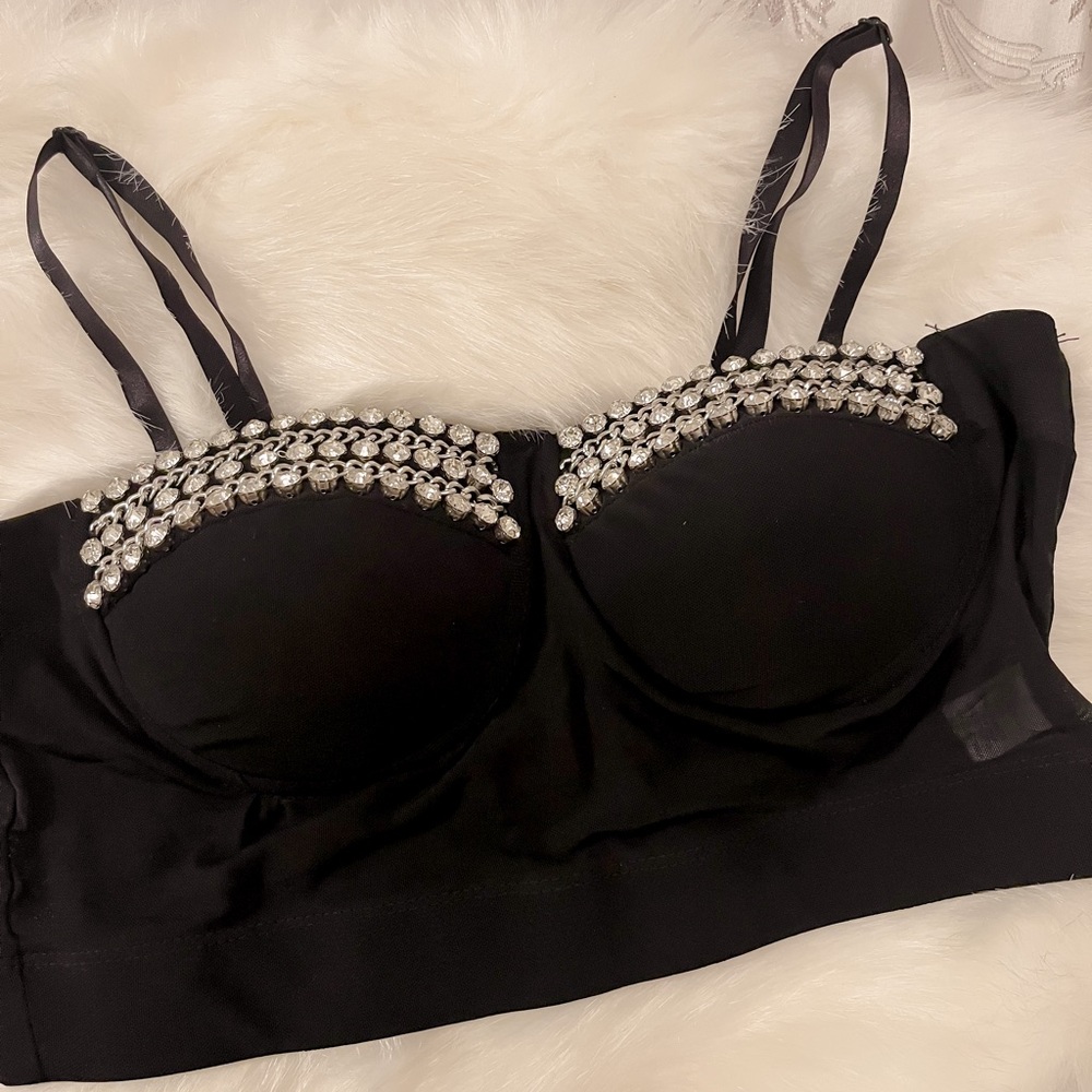 Crystal &  Black bralette